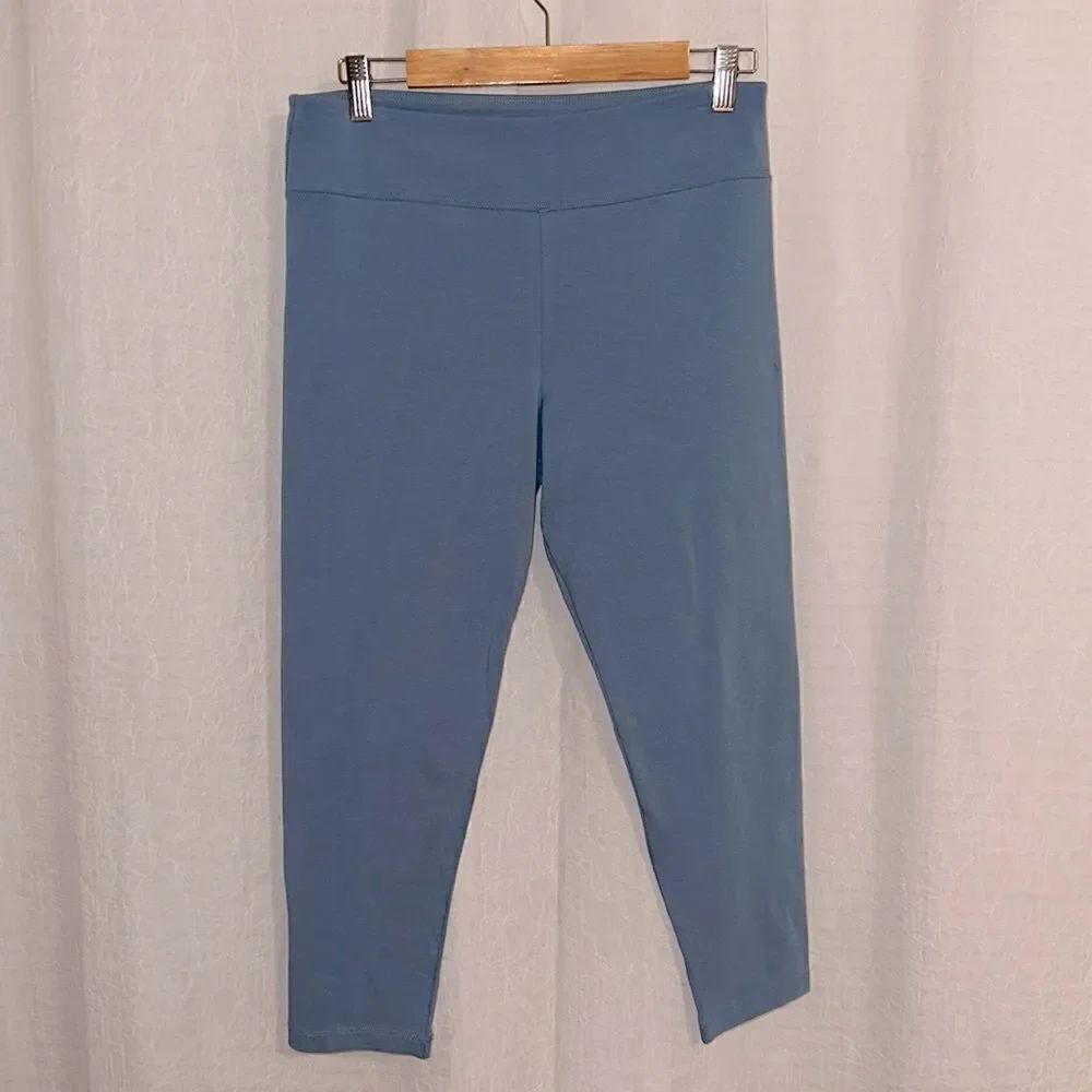 J.Crew L Newport Blue Cotton Blend Everyday Cropped Leggings